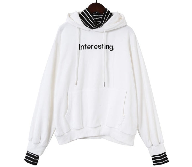 Striped Turtleneck Hoodie - Cherry Bomb
