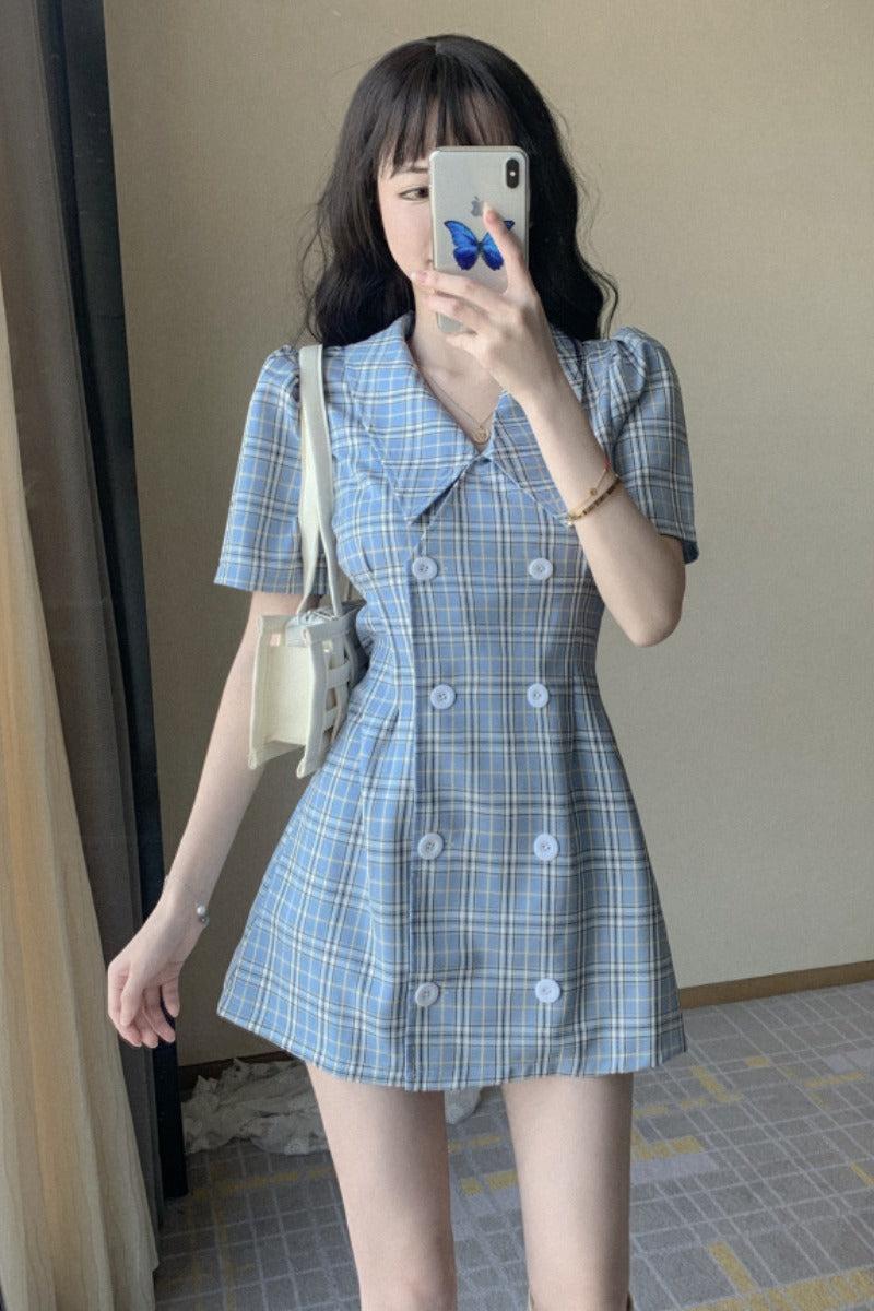 Light Academia Plaid Suit Dress