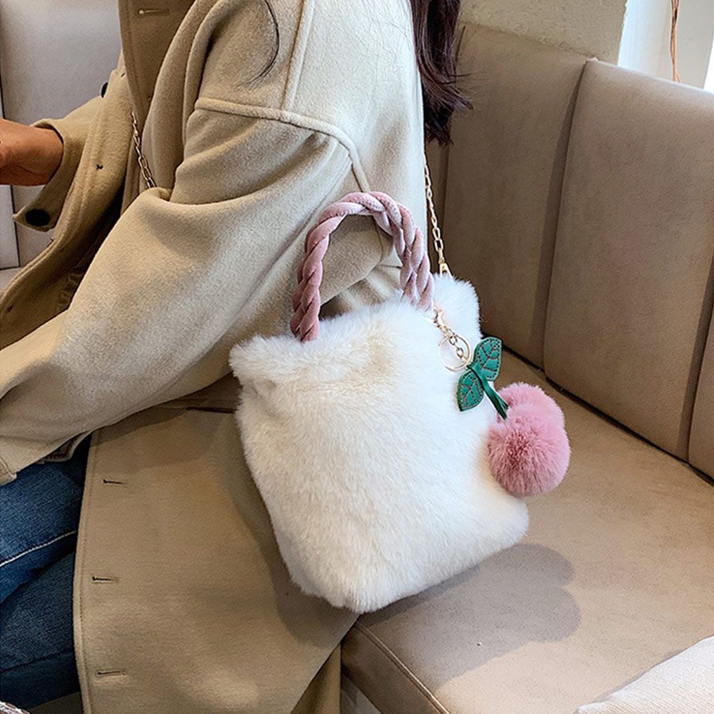 Cream and Cherry Fluffy Handbag