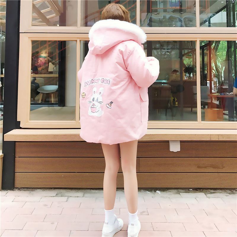 Kawaii Fluffy Bunny Parka Coat - Cherry Bomb