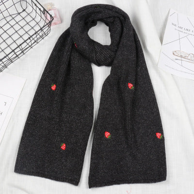 Strawberry Wool Scarf - Cherry Bomb