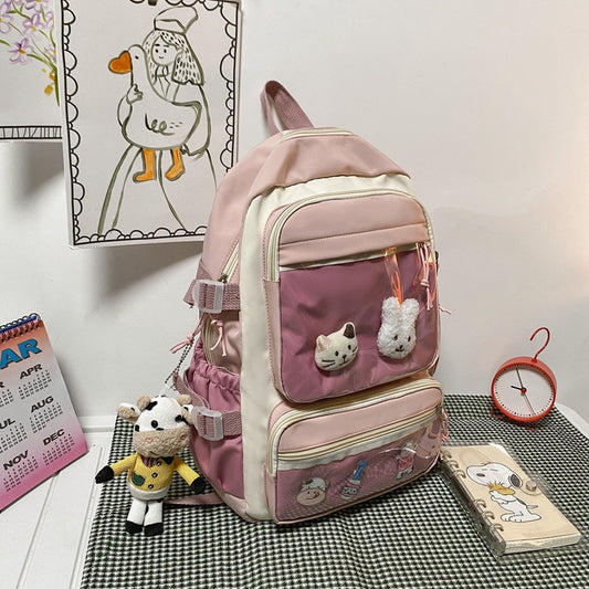 Backpack With Double Transparent Pockets - Cherry Bomb