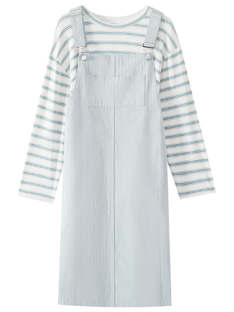 Loose Denim Overall Dress Two-piece - Cherry Bomb