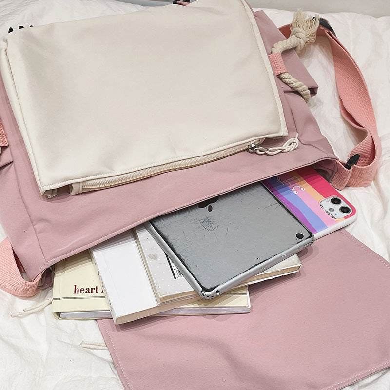 Sweet Kawaii Canvas Crossbody Messenger Bag - Cherry Bomb