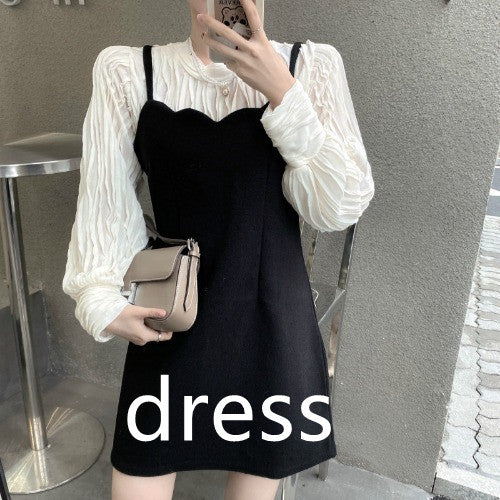 Two-piece Vintage Blouse and Wave Dress Set - Cherry Bomb