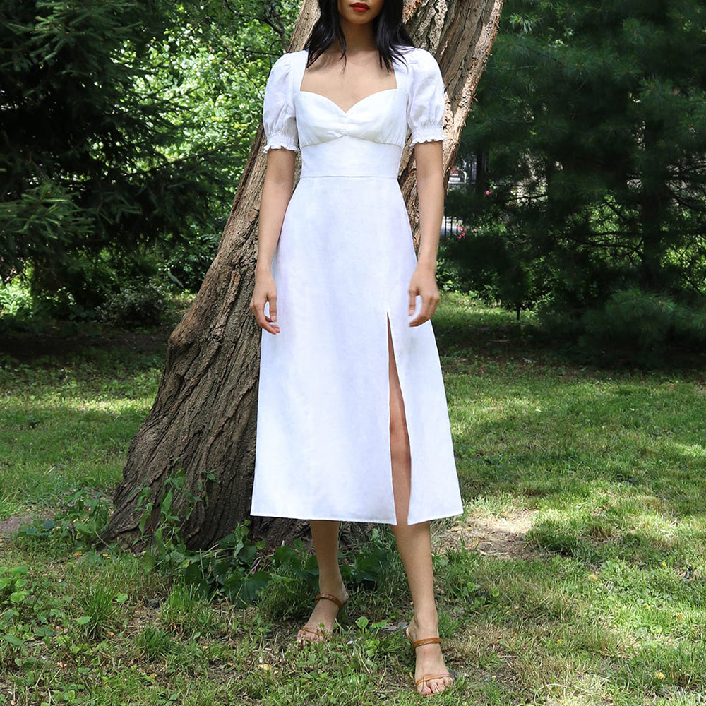 Vintage Casual Slit Dress