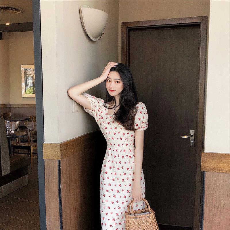 Cherry Puff Sleeve Dress - Cherry Bomb