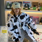 Cow Pattern Baseball Jacket - Cherry Bomb