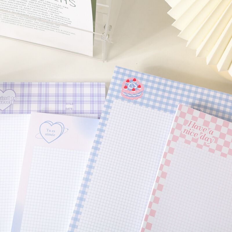 Kawaii Grid Memo Note Pads - Cherry Bomb
