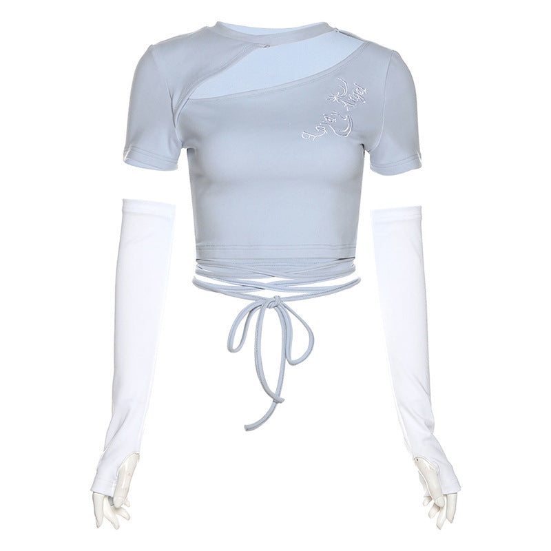 Angel Embroidered Top with Gloves Set