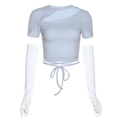 Angel Embroidered Top with Gloves Set
