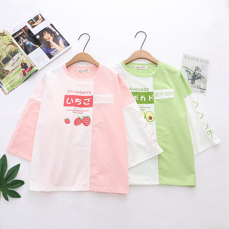 Strawberry | Avocado Print Shirt - Cherry Bomb