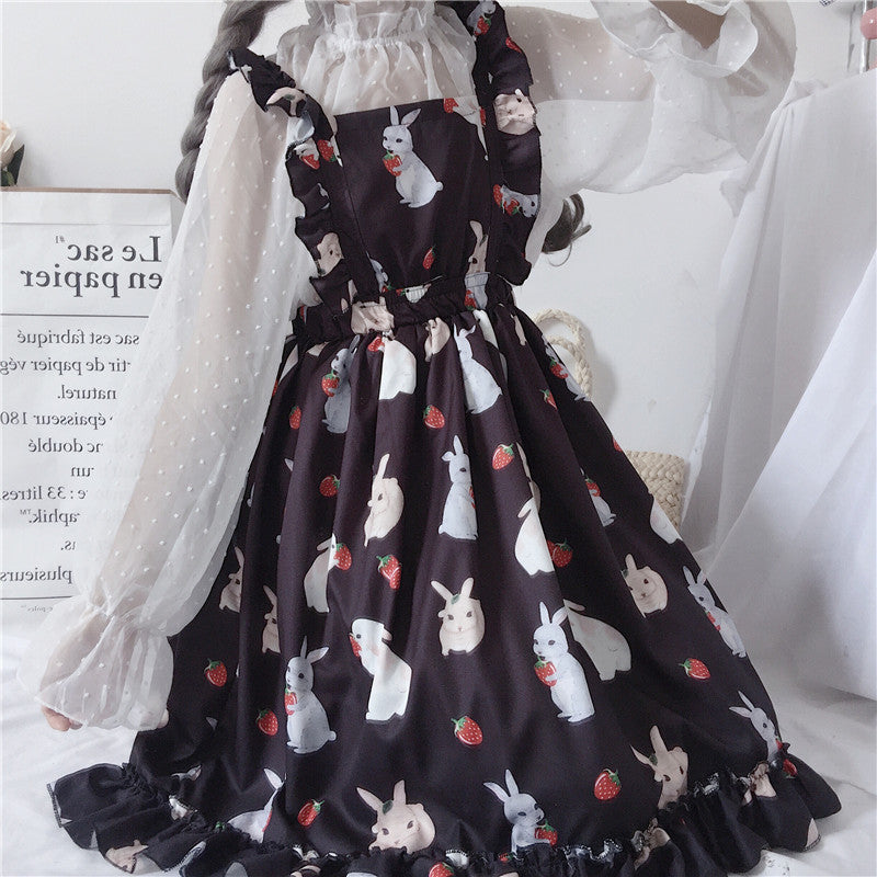 Strawberry Bunny Ruffled Dress Set - Cherry Bomb