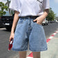 Vintage High-Waisted Denim Shorts - Cherry Bomb