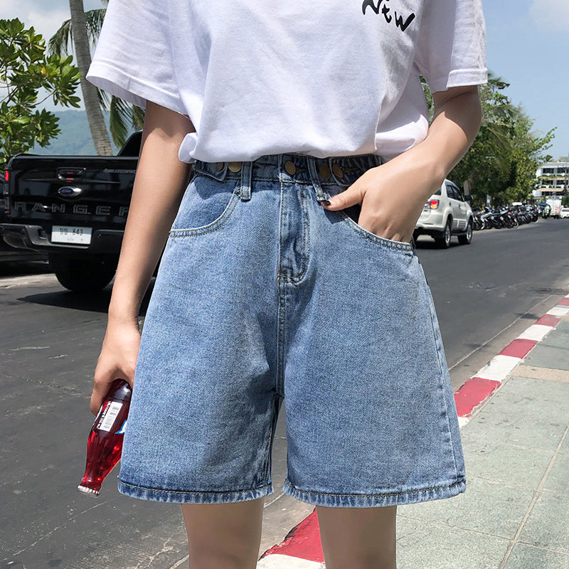 Vintage High-Waisted Denim Shorts - Cherry Bomb