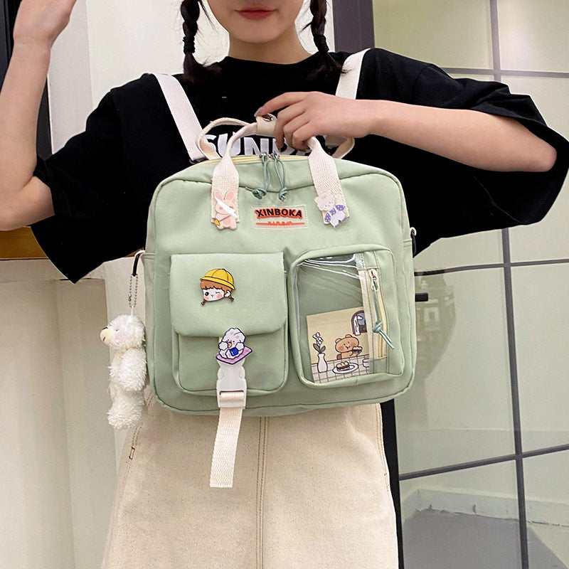 Multiple Style Canvas Backpack Shoulder Bag - Cherry Bomb