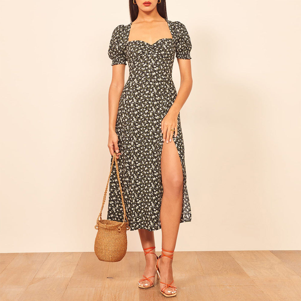 Vintage Casual Slit Dress