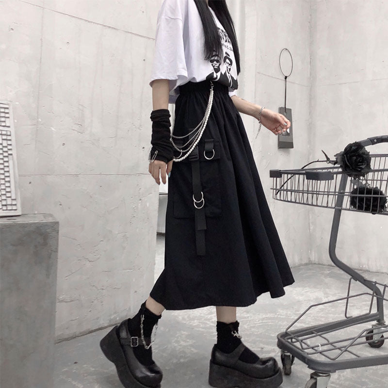 Edgy Skirt with Thin Pockets - Cherry Bomb