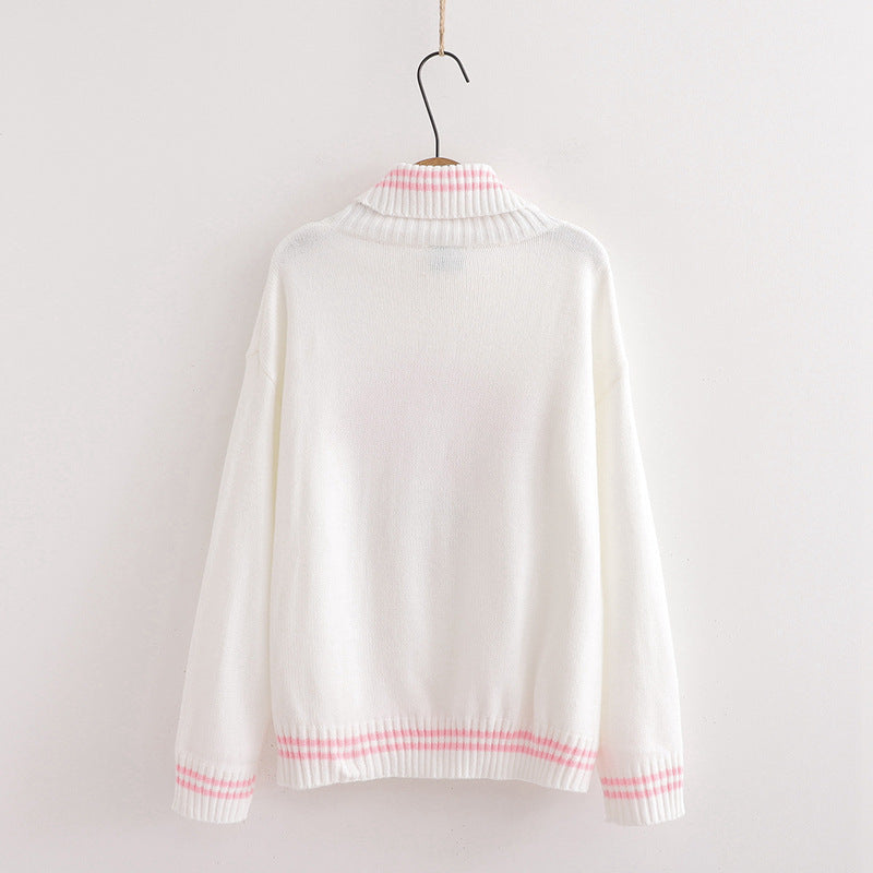 Strawberry Milk Turtleneck Sweater - Cherry Bomb