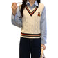 College Style Bear Knitted Sweater Vest
