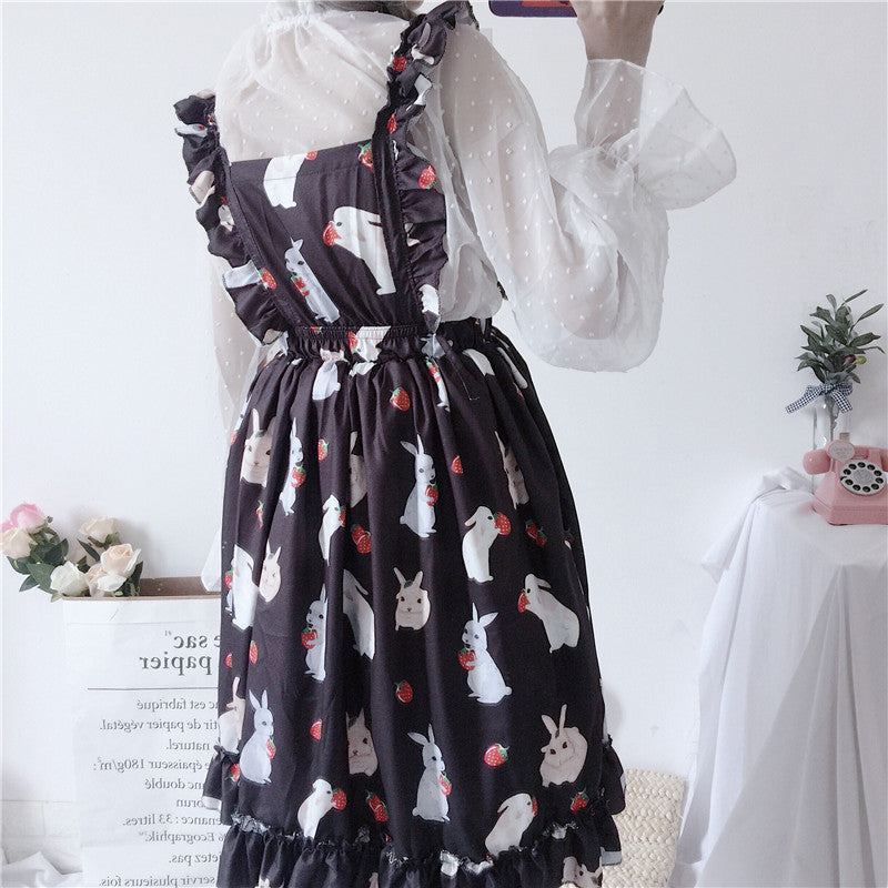 Strawberry Bunny Ruffled Dress Set - Cherry Bomb