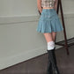Sweetheart Denim Pleated Skirt
