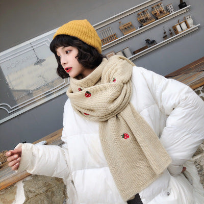 Strawberry Wool Scarf - Cherry Bomb