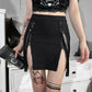 Gothic Dark Academia Zipper Slit Skirt - Cherry Bomb