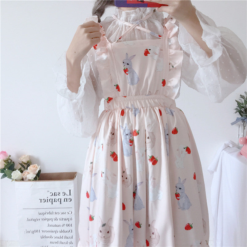 Strawberry Bunny Ruffled Dress Set - Cherry Bomb