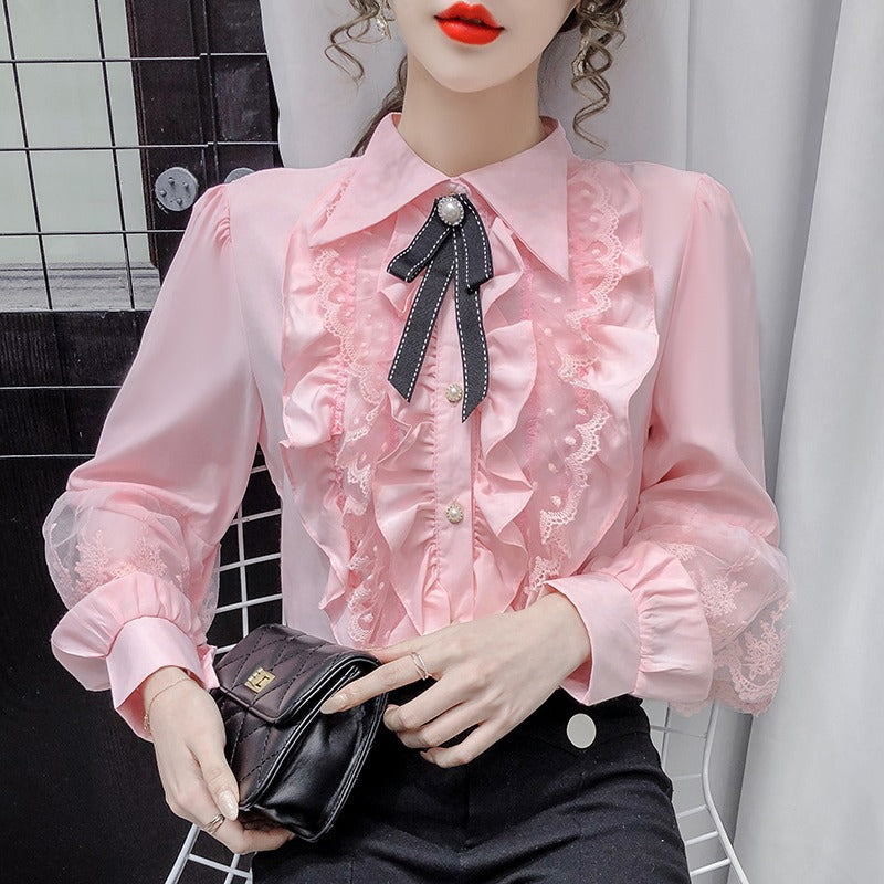 Blissfully Sweet Lace Blouse - Cherry Bomb