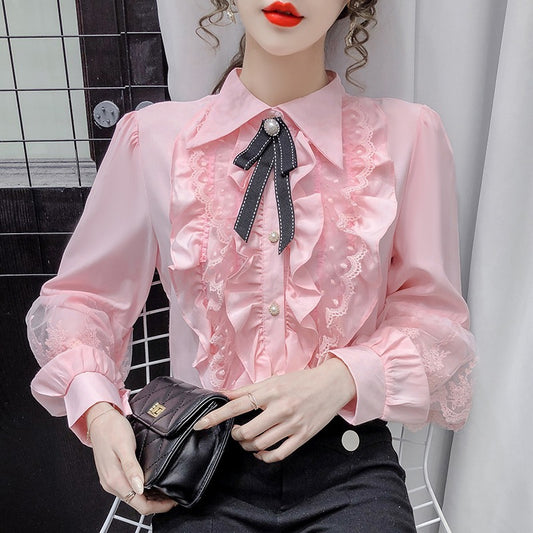 Blissfully Sweet Lace Blouse - Cherry Bomb