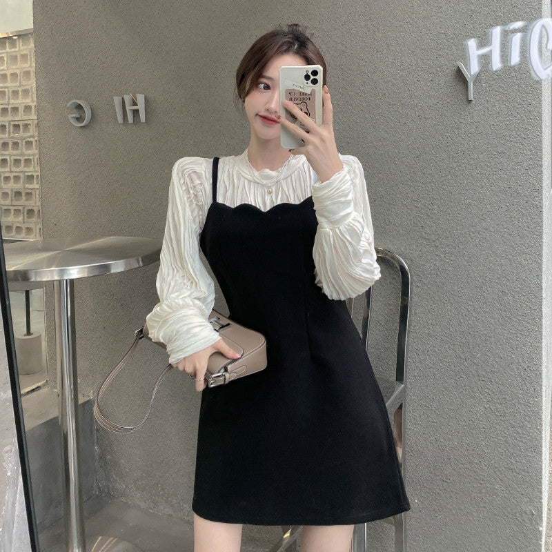 Two-piece Vintage Blouse and Wave Dress Set - Cherry Bomb