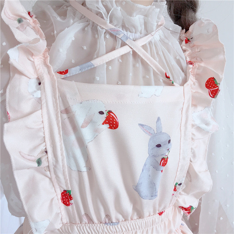 Strawberry Bunny Ruffled Dress Set - Cherry Bomb