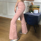 Checkered Crop Jacket & Flare Leg Pants Set - Cherry Bomb