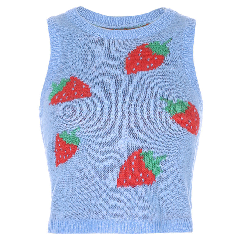 Sweet Strawberry Knit Sweater Vest