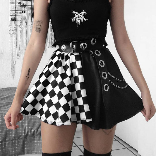 Checkered Gothic Mini Skirt