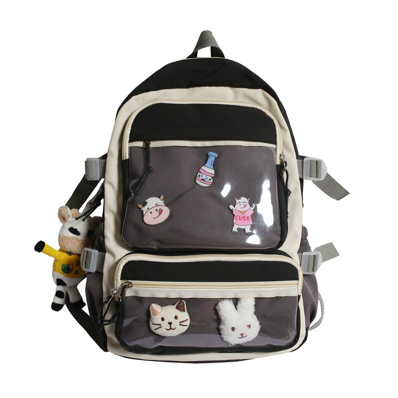 Backpack With Double Transparent Pockets - Cherry Bomb