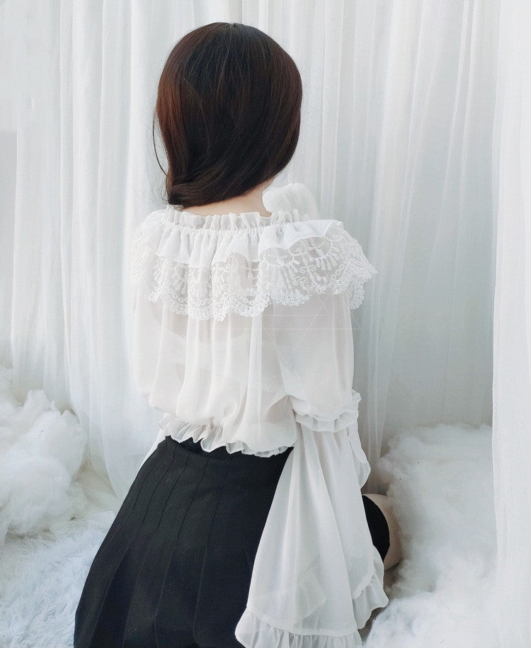 Chiffon Lace Blouse - Cherry Bomb