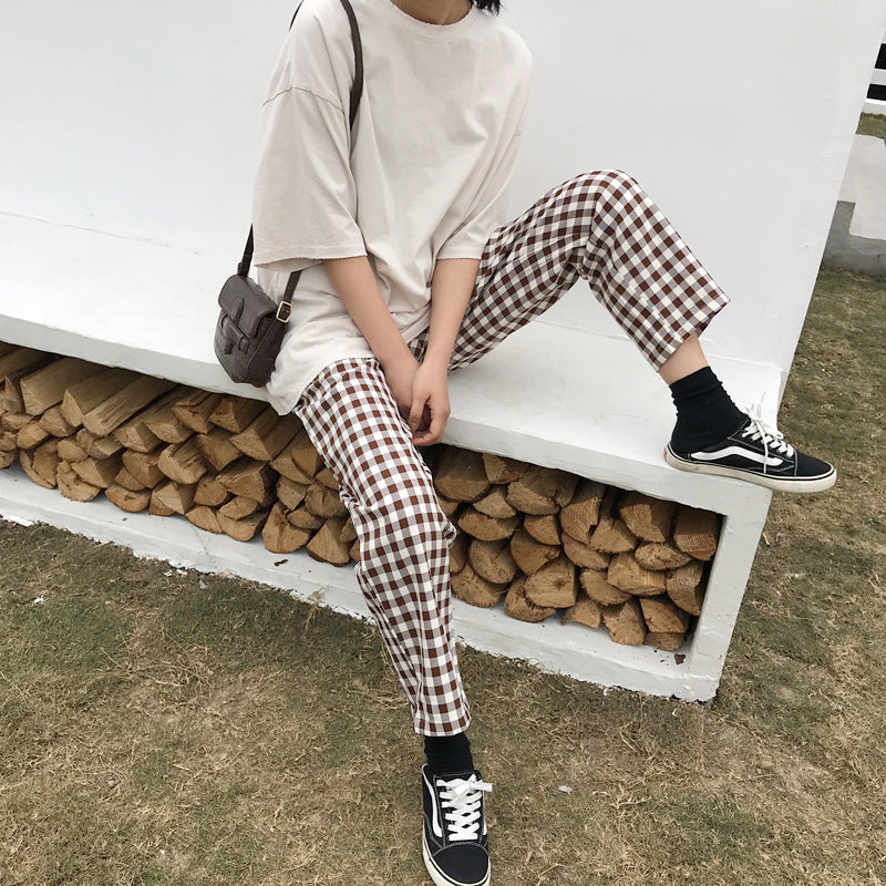 Coffee Plaid Suit Pants
