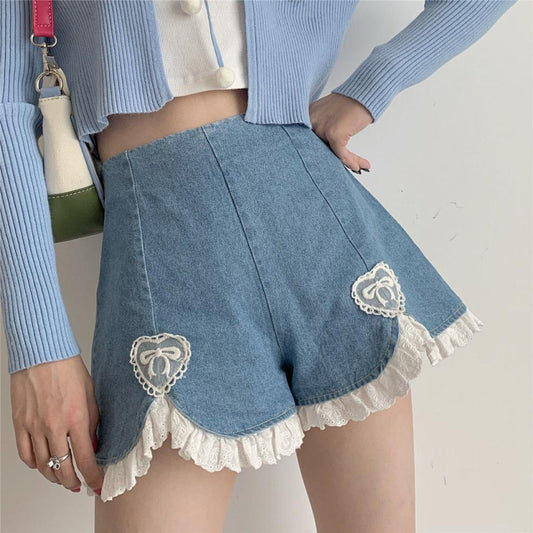 Honey Lace Denim Shorts