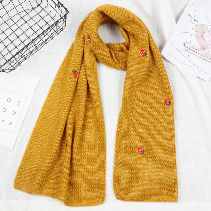 Strawberry Wool Scarf - Cherry Bomb