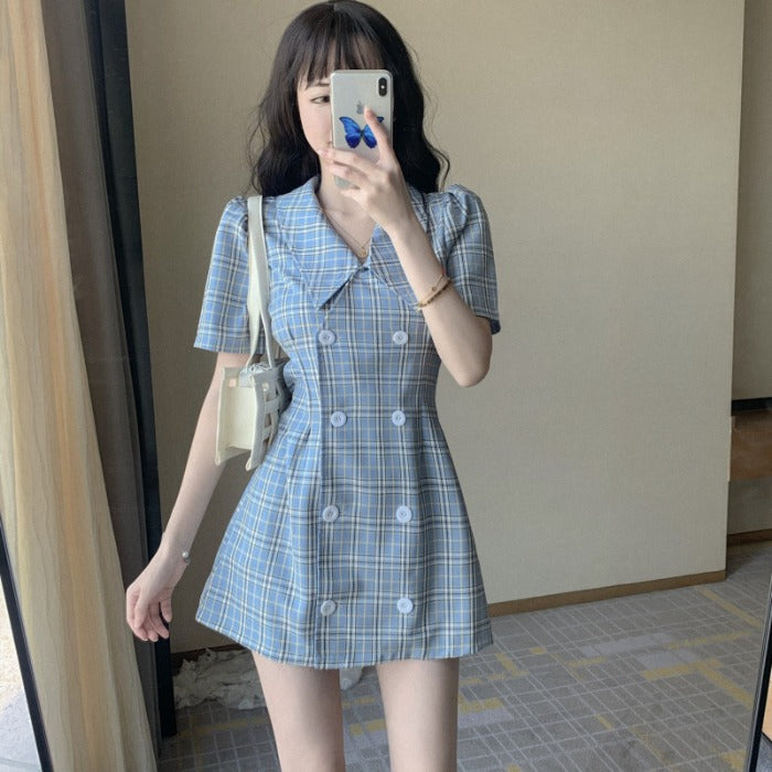 Light Academia Plaid Suit Dress