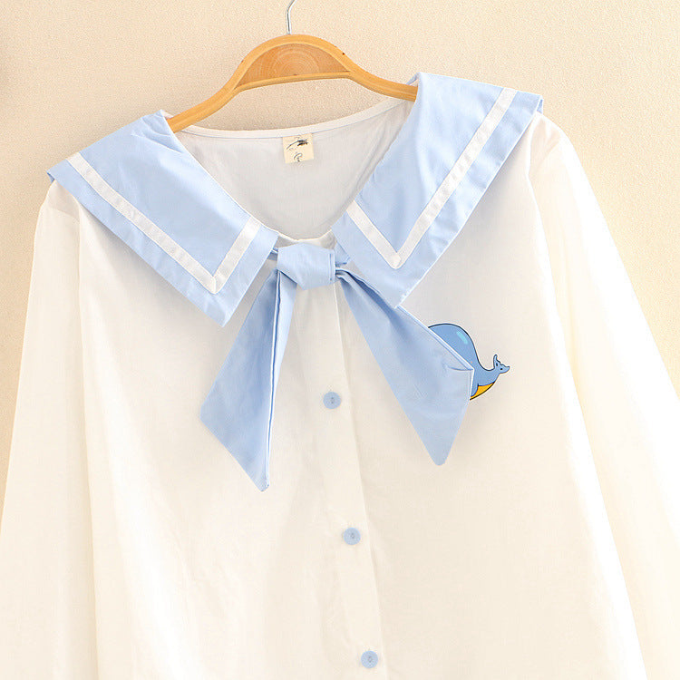 Vintage Sailor White Blouse - Cherry Bomb