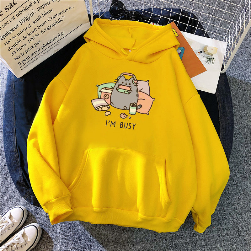 Pusheen Cat Hoodie |I'm Busy| Kawaii Harajuku Sweater - Cherry Bomb