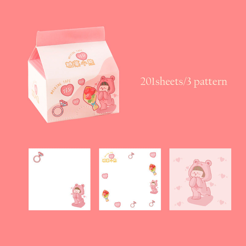 Sweet Pastel Milk Box Sticky Notes - Cherry Bomb
