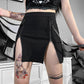 Gothic Dark Academia Zipper Slit Skirt - Cherry Bomb