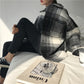 Plaid Mid-length Loose Woolen Coat - Cherry Bomb
