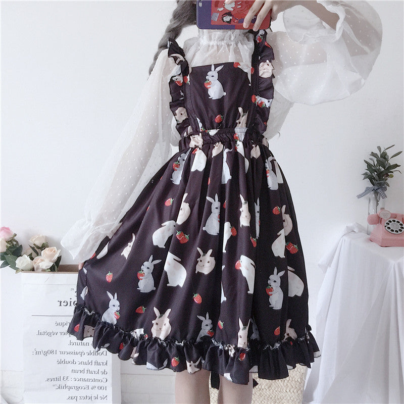 Strawberry Bunny Ruffled Dress Set - Cherry Bomb