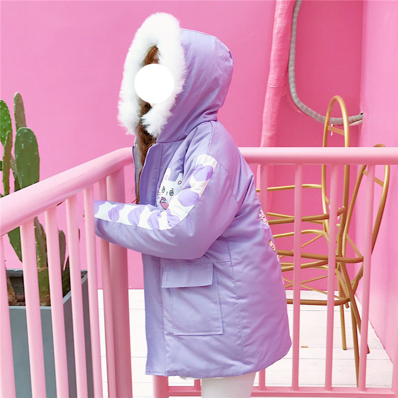 Kawaii Fluffy Bunny Parka Coat - Cherry Bomb
