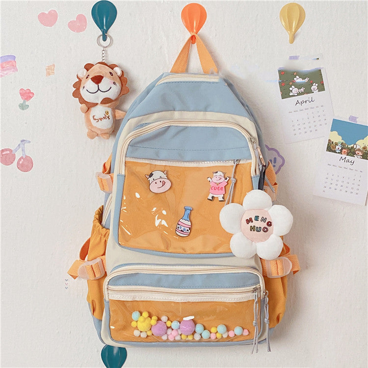 Backpack With Double Transparent Pockets - Cherry Bomb